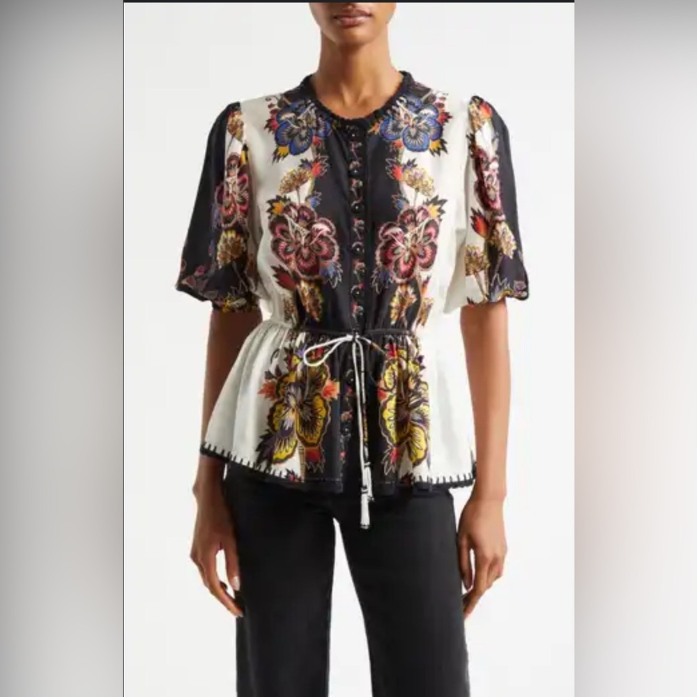 Farm Rio Floral Tie Front Top